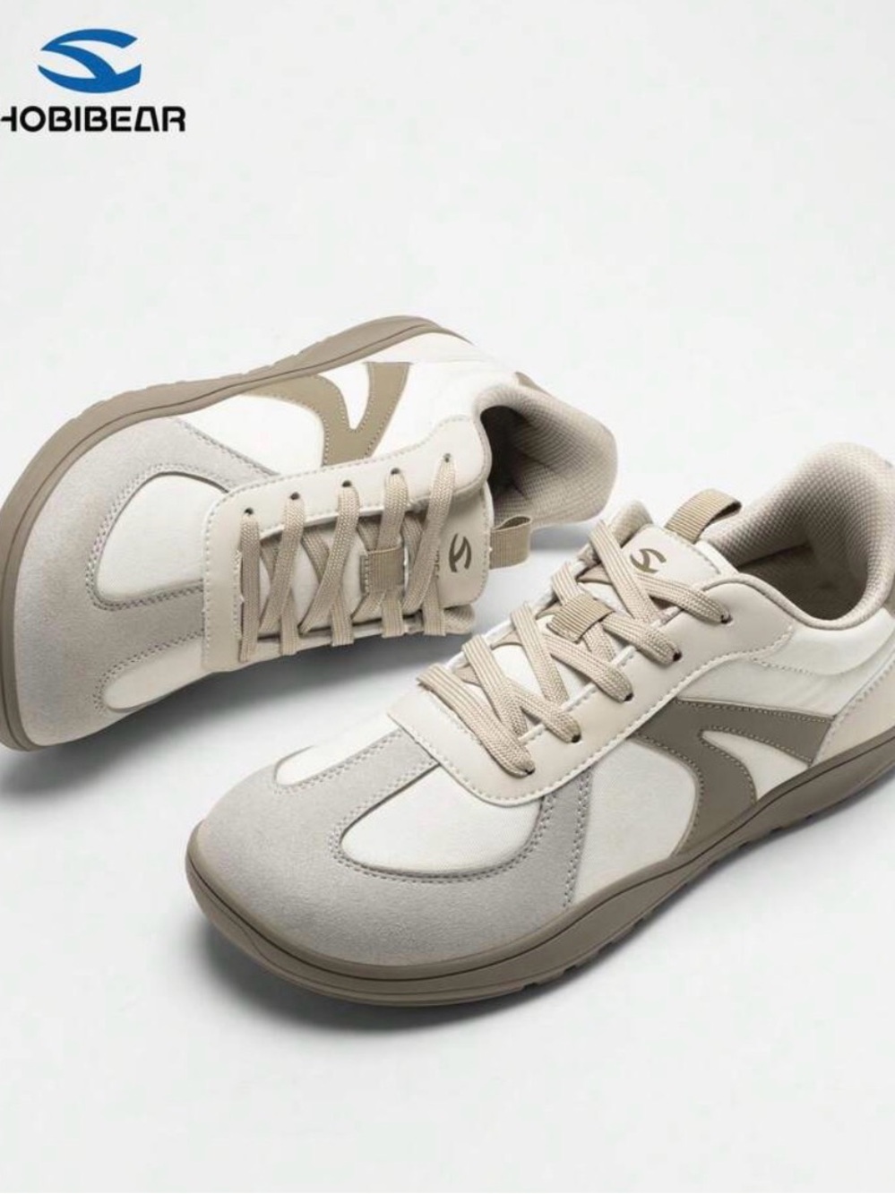 Hobibear Women's Beige and White Casual Sneakers